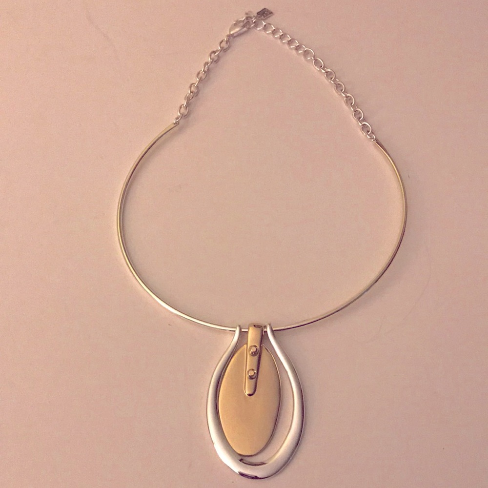 RLM SOHO ROBERT LEE MORRIS SILVER CHOKER WITH EXTENSION & SILVER & GOLD PENDANT
